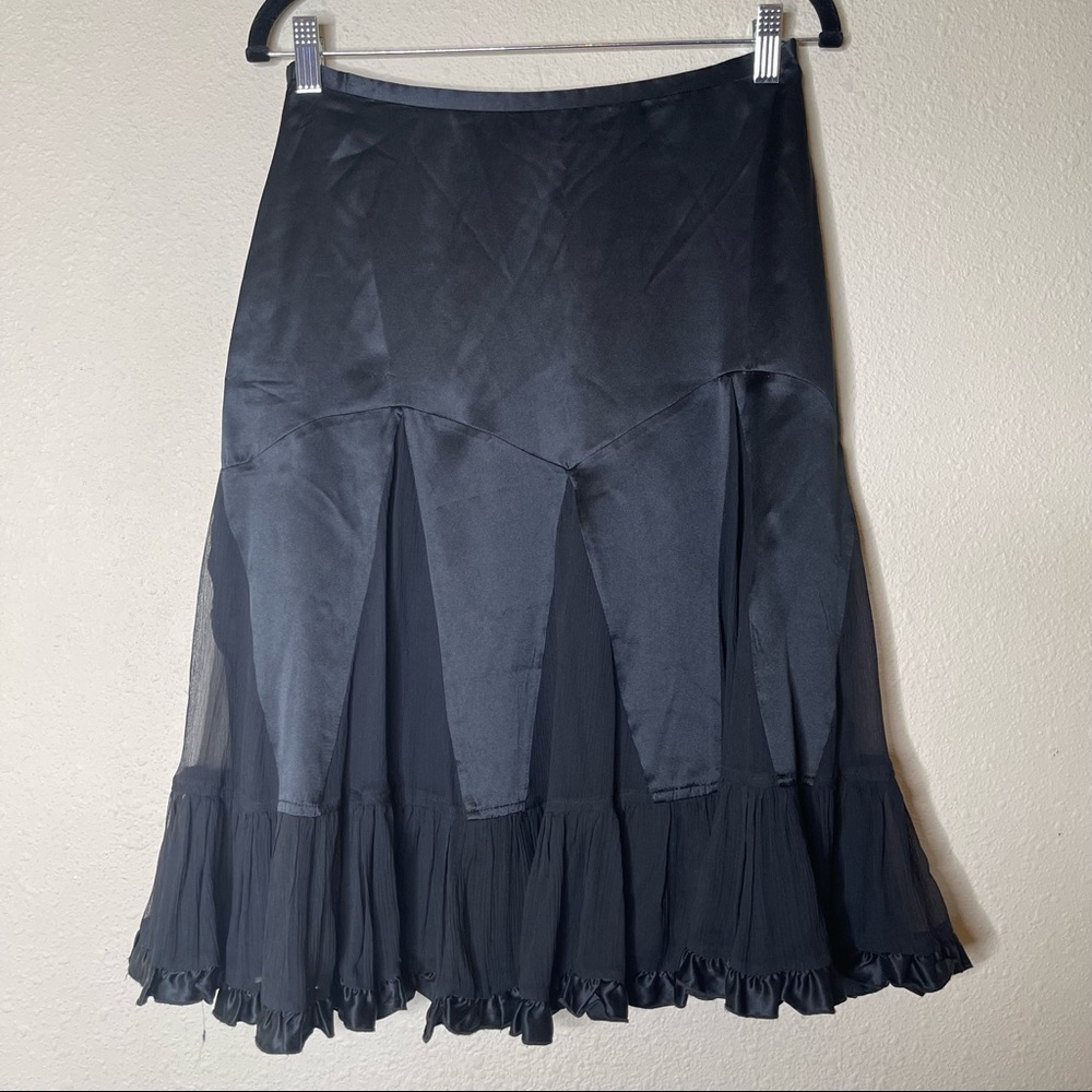 Alfani Black midi Silk Ruffle Skirt